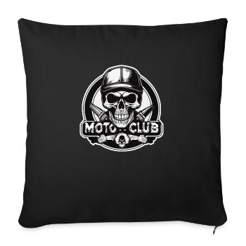 Skull with a motorcycle helmet - Motard Club - Sofa pillowcase 17,3'' x 17,3'' (45 x 45 cm) - black - Front