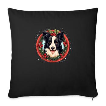 Border Collie Hund Weihnachten, Liebeshunde - Sofakissenbezug 45 x 45 cm - Schwarz - Vorne