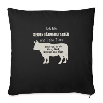 Sekundärvegetarier - Sofakissenbezug 45 x 45 cm - Schwarz - Vorne