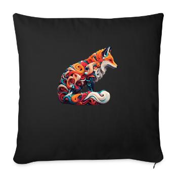 Renard abstrait coloré - Housse de coussin décorative 45 x 45 cm - noir - Devant