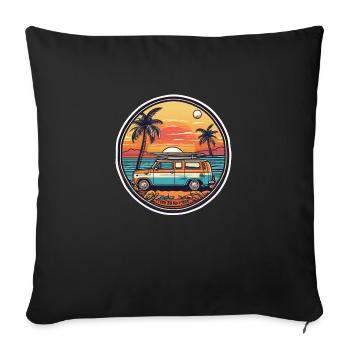 Surfing Beach Palm Tree Sunshine Holidays - Sofa pillowcase 17,3'' x 17,3'' (45 x 45 cm) - black - Front