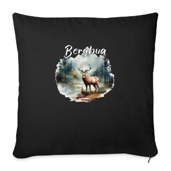 Hirsch Bergbua Hirsch Geschenk Dorffest Wandern - Sofakissenbezug 45 x 45 cm - Schwarz - Vorne