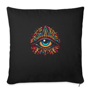 Vibrant Doodle Eye of Horus - Colorful Caricature - Sofa pillowcase 17,3'' x 17,3'' (45 x 45 cm) - black - Front