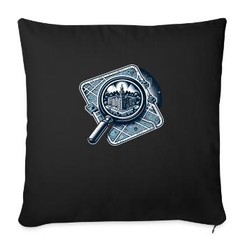 Map with a magnifying glass showing a mansion - Sofa pillowcase 17,3'' x 17,3'' (45 x 45 cm) - black - Front