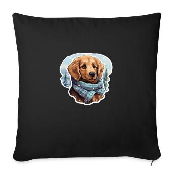 Golden Retriever in winter - Sofa pillowcase 17,3'' x 17,3'' (45 x 45 cm) - black - Front