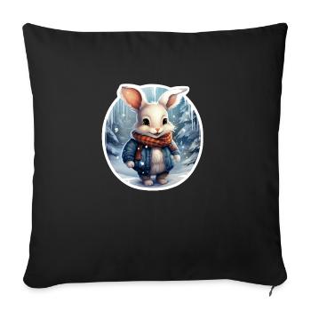 lapin drôle dans le motif enfant de neige - Housse de coussin décorative 45 x 45 cm - noir - Devant
