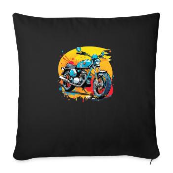 moto vintage style retro - graffiti - Housse de coussin décorative 45 x 45 cm - noir - Devant