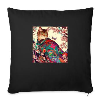 Chat Japonais - Housse de coussin décorative 45 x 45 cm - noir - Devant