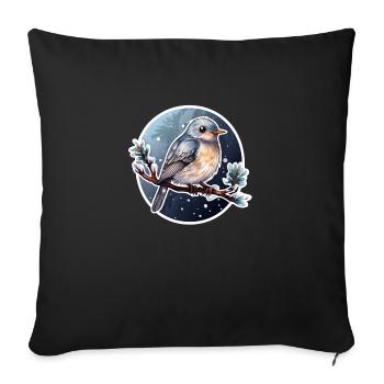 Cute bird in winter - Sofa pillowcase 17,3'' x 17,3'' (45 x 45 cm) - black - Front