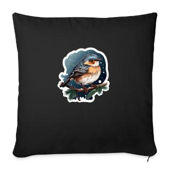 Dreamy winter night with bird - Sofa pillowcase 17,3'' x 17,3'' (45 x 45 cm) - black - Front