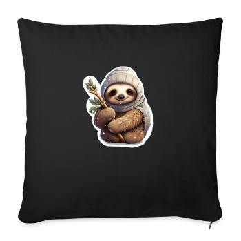 winter sloth - Sofa pillowcase 17,3'' x 17,3'' (45 x 45 cm) - black - Front