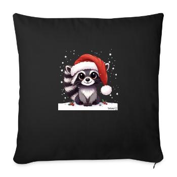 Raccoon Christmas - Sofa pillowcase 17,3'' x 17,3'' (45 x 45 cm) - black - Front