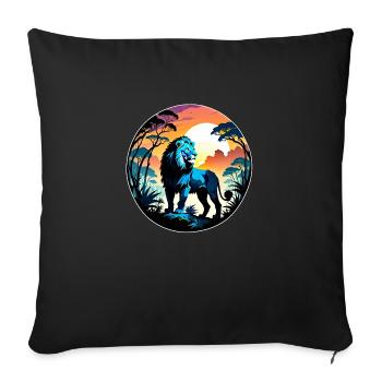 Lion, Lion Cub and Jungle - Sofa pillowcase 17,3'' x 17,3'' (45 x 45 cm) - black - Front