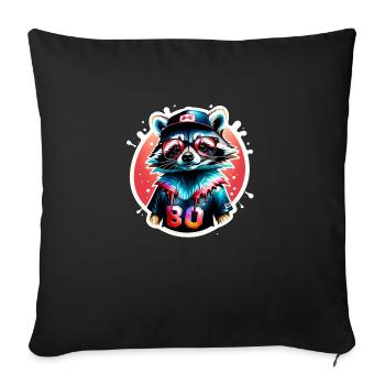 Cool raccoon with cap and goggles - Sofa pillowcase 17,3'' x 17,3'' (45 x 45 cm) - black - Front