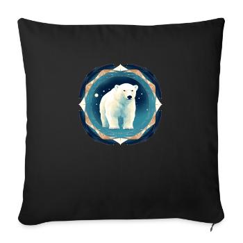 Ours polaire avec des éléments d’hiver, ours d’amour - Housse de coussin décorative 45 x 45 cm - noir - Devant