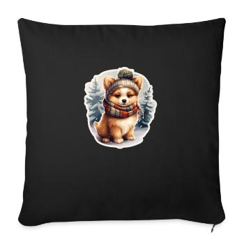 Man's best friend in winter - Sofa pillowcase 17,3'' x 17,3'' (45 x 45 cm) - black - Front