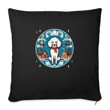 Caniche chien Noël, chiens d’amour - Housse de coussin décorative 45 x 45 cm - noir - Devant