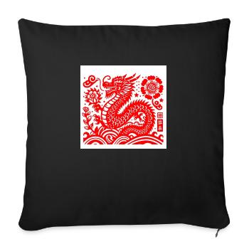 Year of the dragon red - Sofa pillowcase 17,3'' x 17,3'' (45 x 45 cm) - black - Front