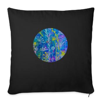 Full moon flowers - Sofa pillowcase 17,3'' x 17,3'' (45 x 45 cm) - black - Front