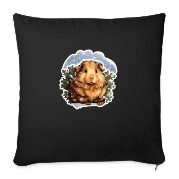 Winter guinea pig - Sofa pillowcase 17,3'' x 17,3'' (45 x 45 cm) - black - Front