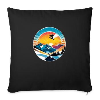 snowboard neige et ski - Housse de coussin décorative 45 x 45 cm - noir - Devant