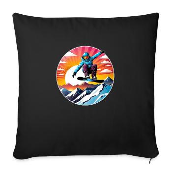 snowboard neige et ski - Housse de coussin décorative 45 x 45 cm - noir - Devant