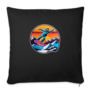 snowboard neige et ski - Housse de coussin décorative 45 x 45 cm - noir - Devant