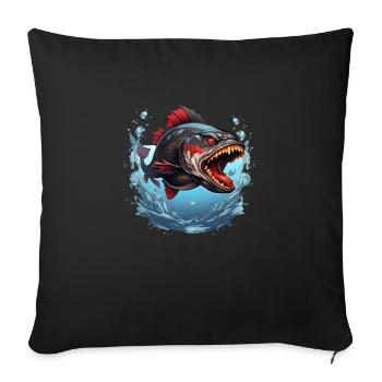 Piranha Fish for Anglers - Sofa pillowcase 17,3'' x 17,3'' (45 x 45 cm) - black - Front