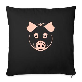 Pig in comic style - Sofa pillowcase 17,3'' x 17,3'' (45 x 45 cm) - black - Front