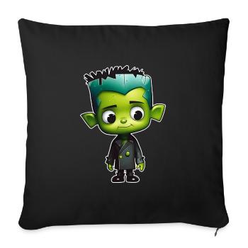Cute green monster - Sofa pillowcase 17,3'' x 17,3'' (45 x 45 cm) - black - Front