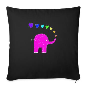 Rainbow Elephant - Sofa pillowcase 17,3'' x 17,3'' (45 x 45 cm) - black - Front