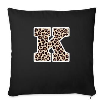Letter K Leopard Pattern - Birthday Gift Idea - Sofa pillowcase 17,3'' x 17,3'' (45 x 45 cm) - black - Front
