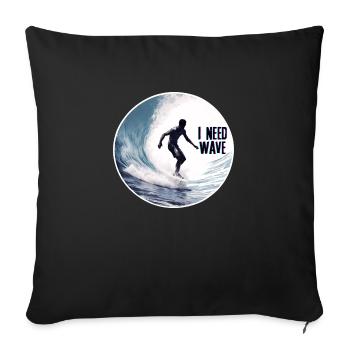 Surfer on the Wave Nature - Sofa pillowcase 17,3'' x 17,3'' (45 x 45 cm) - black - Front