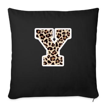 lettre Y motif léopard -idée cadeau d’anniversaire - Housse de coussin décorative 45 x 45 cm - noir - Devant