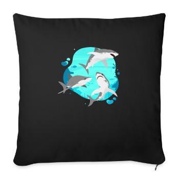 Groupe De Requins - Requin Expert De La Vie De L’océan Drôle - Housse de coussin décorative 45 x 45 cm - noir - Devant