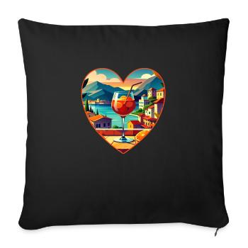 Boire vacances d’été amour rêve chemise cadeau - Housse de coussin décorative 45 x 45 cm - noir - Devant