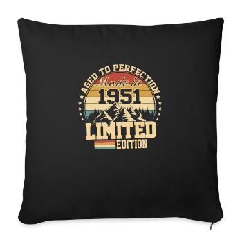 1951 anniversaire 1951 né en 1951 anniversaire - Housse de coussin décorative 45 x 45 cm - noir - Devant