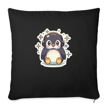 Penguin Lover - Sofa pillowcase 17,3'' x 17,3'' (45 x 45 cm) - black - Front