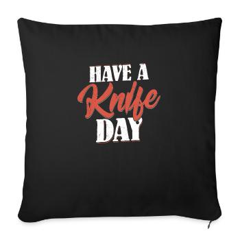 Avoir un couteau Journée couteau collectionneur passe-temps - Housse de coussin décorative 45 x 45 cm - noir - Devant
