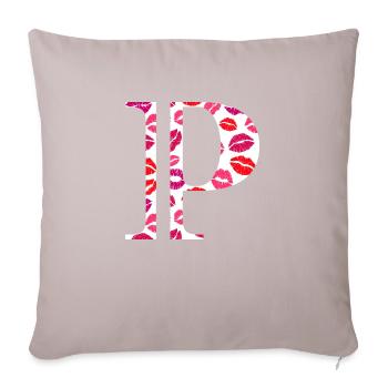 Lettre p bisous - Housse de coussin décorative 45 x 45 cm - taupe clair - Devant