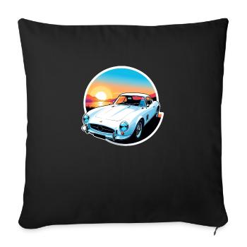 voiture vintage couché de soleil - Housse de coussin décorative 45 x 45 cm - noir - Devant
