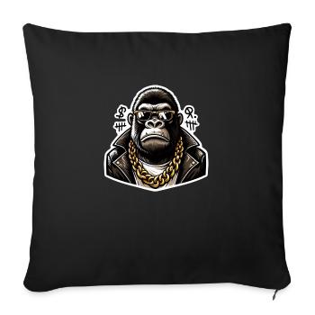Gorilla with Gold Chain - Sofa pillowcase 17,3'' x 17,3'' (45 x 45 cm) - black - Front