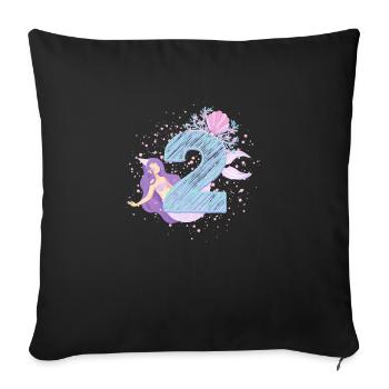 Second Birthday Mermaid Girl Kids 2nd - Sofa pillowcase 17,3'' x 17,3'' (45 x 45 cm) - black - Front