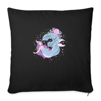 Dritter Geburtstag Meerjungfrau Muschel Kinderfest - Sofakissenbezug 45 x 45 cm - Schwarz - Vorne