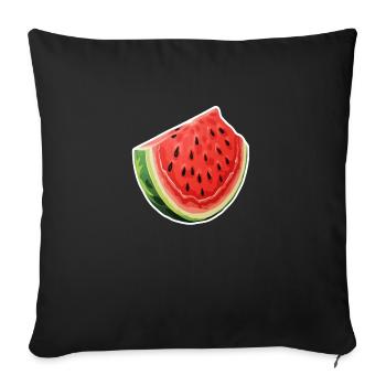 Wassermelone Scheibe - Sofakissenbezug 45 x 45 cm - Schwarz - Vorne