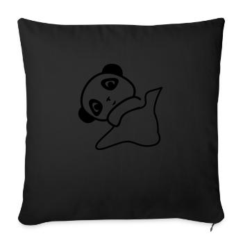 A cute shy little panda sleeping for a child - Sofa pillowcase 17,3'' x 17,3'' (45 x 45 cm) - black - Front