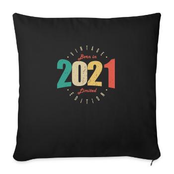 2021 Vintage Retro Birthday Gift 2021 - Sofa pillowcase 17,3'' x 17,3'' (45 x 45 cm) - black - Front