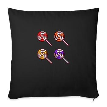 Sucettes Candy Caramel Sucre Rétro Pixel - Housse de coussin décorative 45 x 45 cm - noir - Devant