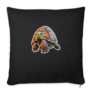 Schildkröte psychedelisch - Sofakissenbezug 45 x 45 cm - Schwarz - Vorne