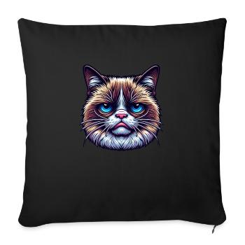 Cat with bad mood - Sofa pillowcase 17,3'' x 17,3'' (45 x 45 cm) - black - Front